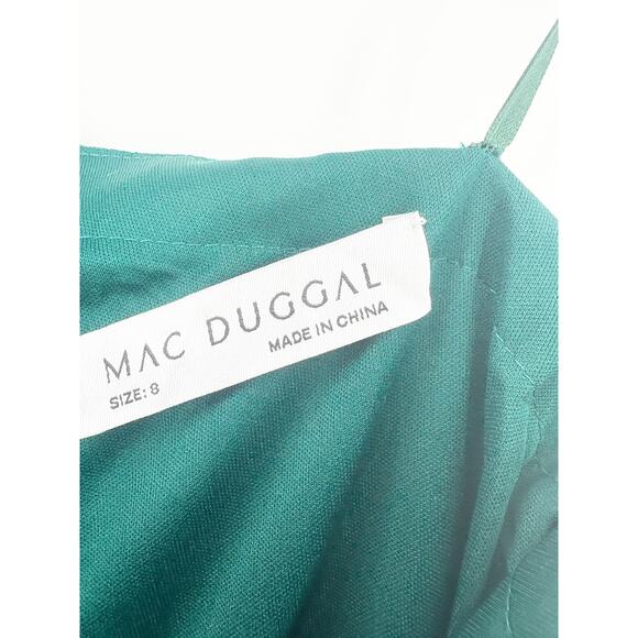 MAC DUGGAL Dress Size 8 Evening Gown NEW Green One Shoulder Midi Length Jersey - Picture 4 of 9